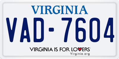 VA license plate VAD7604