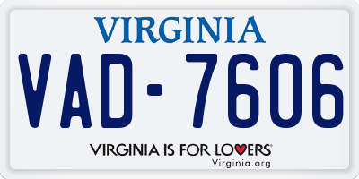VA license plate VAD7606