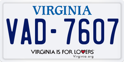 VA license plate VAD7607