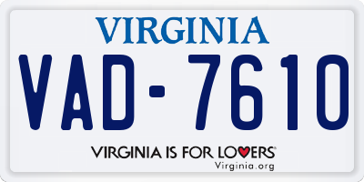 VA license plate VAD7610