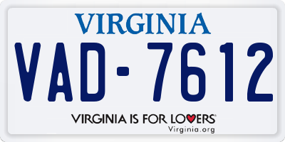 VA license plate VAD7612