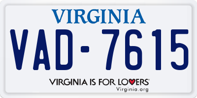 VA license plate VAD7615