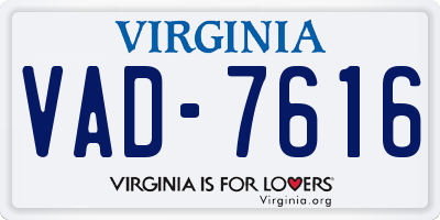 VA license plate VAD7616