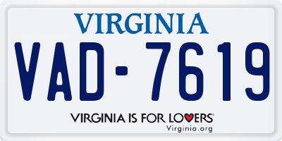 VA license plate VAD7619