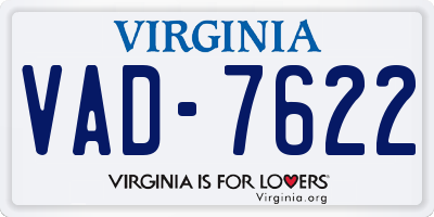 VA license plate VAD7622