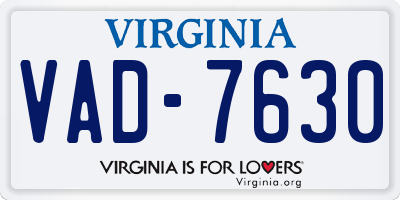 VA license plate VAD7630