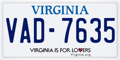 VA license plate VAD7635