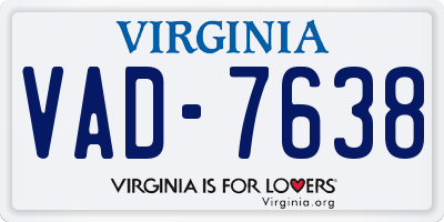 VA license plate VAD7638