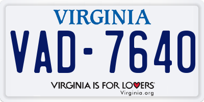 VA license plate VAD7640