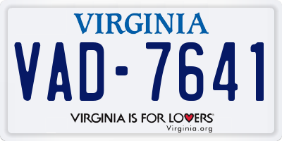 VA license plate VAD7641