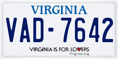 VA license plate VAD7642