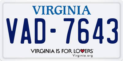 VA license plate VAD7643