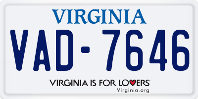 VA license plate VAD7646