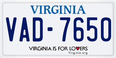 VA license plate VAD7650