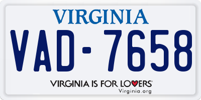 VA license plate VAD7658
