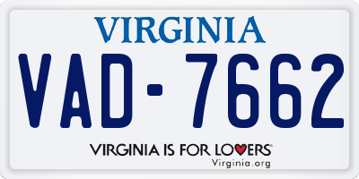 VA license plate VAD7662