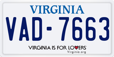 VA license plate VAD7663