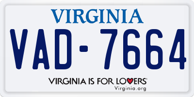 VA license plate VAD7664
