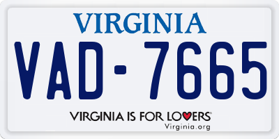 VA license plate VAD7665