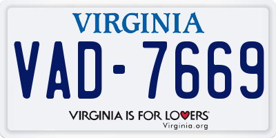 VA license plate VAD7669