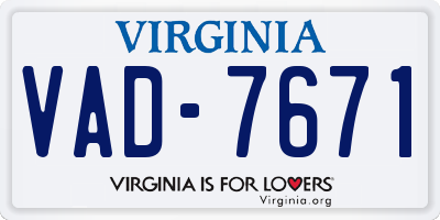VA license plate VAD7671