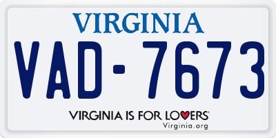 VA license plate VAD7673