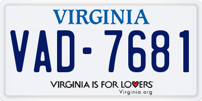 VA license plate VAD7681