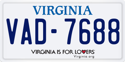 VA license plate VAD7688
