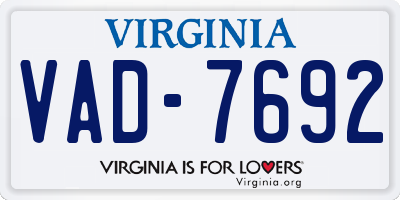 VA license plate VAD7692