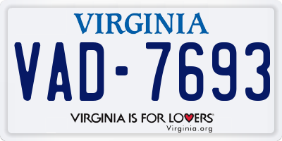 VA license plate VAD7693