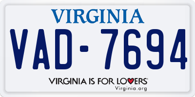 VA license plate VAD7694