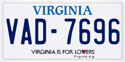 VA license plate VAD7696