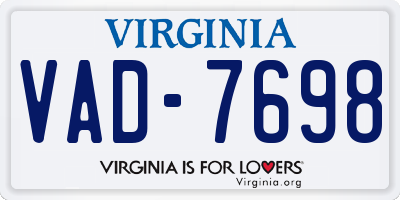 VA license plate VAD7698