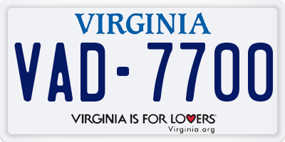 VA license plate VAD7700