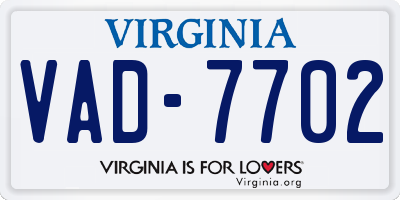 VA license plate VAD7702