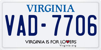 VA license plate VAD7706