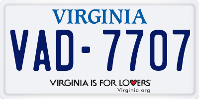 VA license plate VAD7707