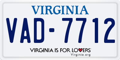 VA license plate VAD7712