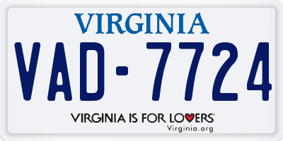 VA license plate VAD7724