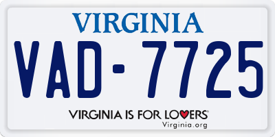 VA license plate VAD7725