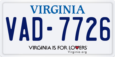 VA license plate VAD7726