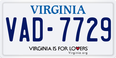 VA license plate VAD7729