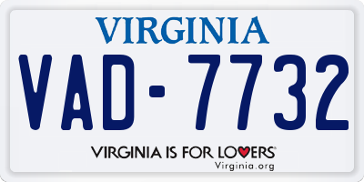 VA license plate VAD7732