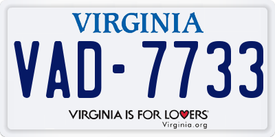 VA license plate VAD7733