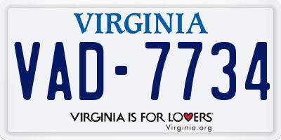 VA license plate VAD7734