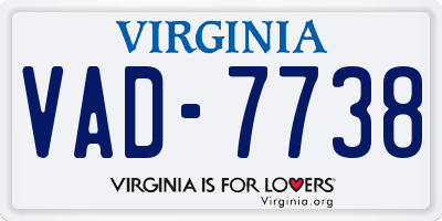 VA license plate VAD7738