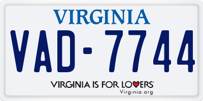 VA license plate VAD7744