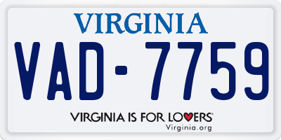 VA license plate VAD7759