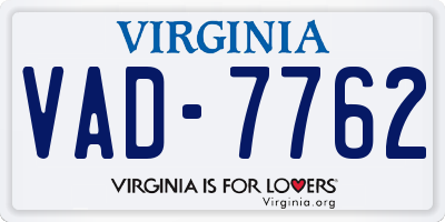 VA license plate VAD7762