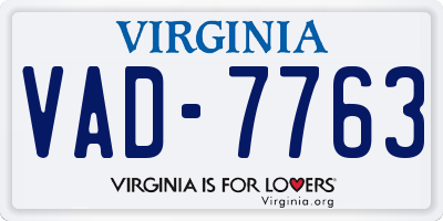 VA license plate VAD7763